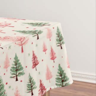 Vintage Pink Christmas Tree  Tischdecke