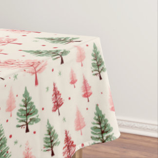 Vintage Pink Christmas Tree  Tischdecke
