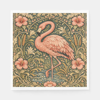 Vintage Pink Flamingo art nouveau design Serviette