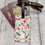 Vintage Pink Floral Birds Botanical Pattern Gepäckanhänger<br><div class="desc">Vintage Floral Birds Botanical Pattern Monogram iPhone Case. This retro trendy design features stylish botanical flowers and birds. Personalize this custom design with your own monogram initial. Original artwork by Caroline Bonne Müller</div>