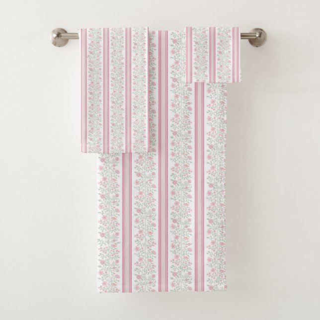 Vintage Pink Floral Coquette Badhandtuch Set (Insitu)