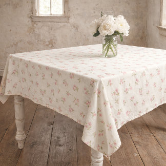 Vintage Pink Floral Cotton Tablecloth  Tischdecke