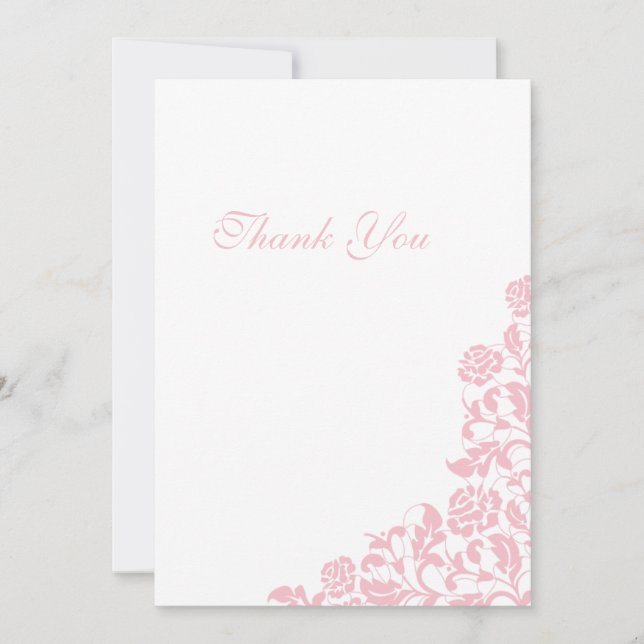 Vintage Pink Floral Rose Hochzeit Dankeskarte (Vorderseite)