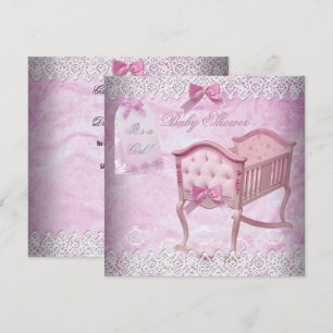 Vintage Pink Girl Baby Duschkabine Einladung