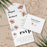 Vintage Pink-Mohnblumen-Wildblumen Blumenhochzeit