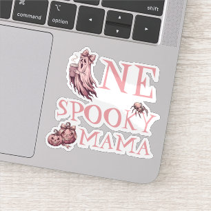 Vintage Pink One Spooky Mama Coquette Coffee Geist Aufkleber