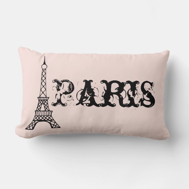 Vintage Pink Paris Tour Eiffel Coussin (Recto)