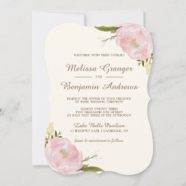 Vintage Pink Peonies Hochzeitsfeier Einladung