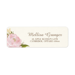 Vintage Pink-Peonies-Rücksendeadresse