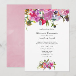 Vintage Pink Peonies Watercolor Hochzeit Einladung