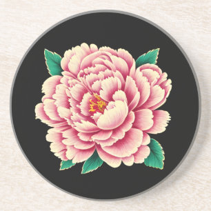 Vintage Pink Peony Blume Getränkeuntersetzer