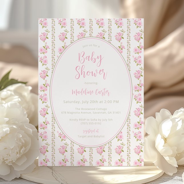 Vintage Pink Rose Baby Shower  Einladung (Von Creator hochgeladen)