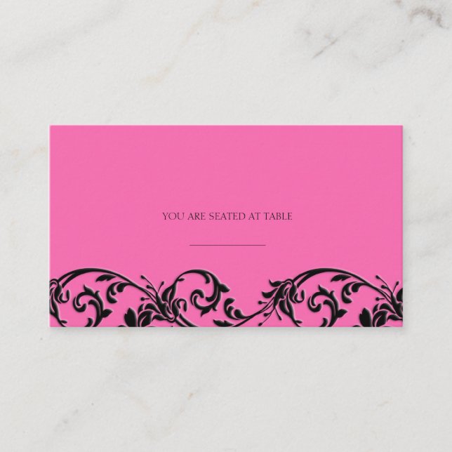 Vintage Pink Swirl-Hochzeitsplätze Platzkarte (Vorderseite)
