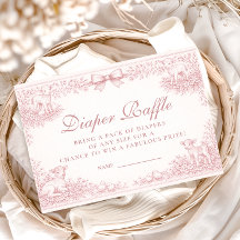Vintage Pink Toile Lamb Diapper Raffle
