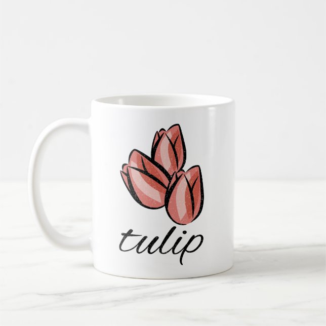 Vintage Pink Tulpe Blume cooles Blumengeschenk Kaffeetasse (Links)