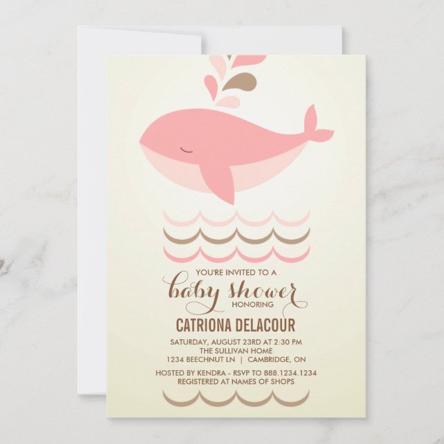 VINTAGE PINK WALE BABY SHOWER EINLADUNG (Vorderseite)