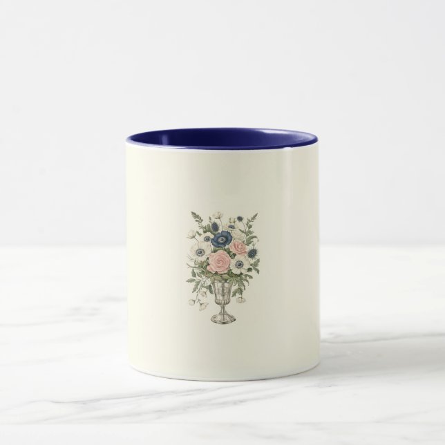 Vintage, pinkfarbene, violett-grüne Blume Tasse (Zentrum)