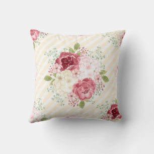 Vintage PINKROSEN DURCH PILLOW Kissen