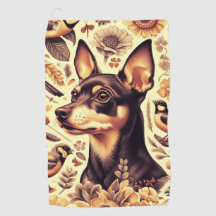 Vintage Pinscher Illustration Golfhandtuch