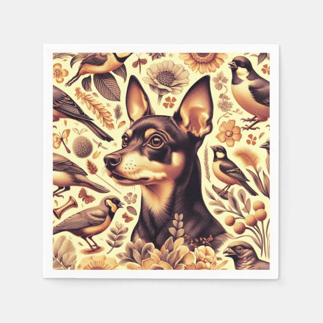 Vintage Pinscher Illustration Serviette (Vorderseite)