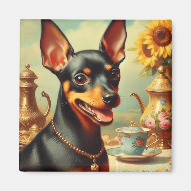 Vintage Pinscher-Malerei Magnet (Vorne)