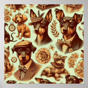 Vintage-Pinscher nahtlos Poster