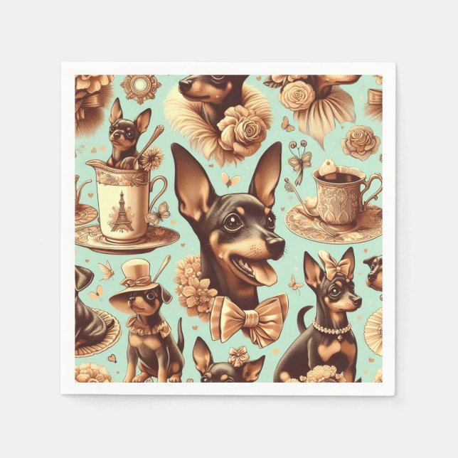 Vintage Pinscher Seamless Illustration Serviette (Vorderseite)