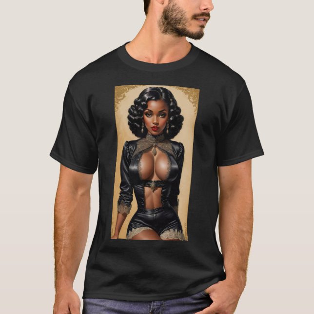 Vintage Pinup Black Girl T-Shirt (Vorderseite)