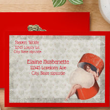 Vintage Pinup Girl in Hhatbox rotes Herz niedlich