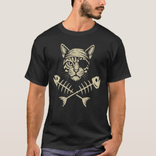 Vintage-Pirat-Bengal-Katze-Kreuzknochen-Halloween T-Shirt