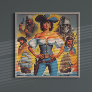 Vintage-Pirat-Frau Poster