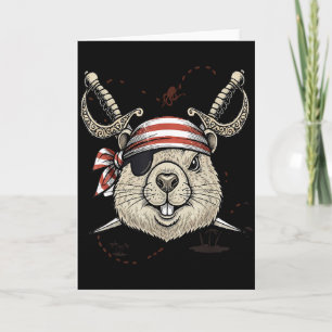 Vintage Pirat Groundhog und Kreuzknochen Karte