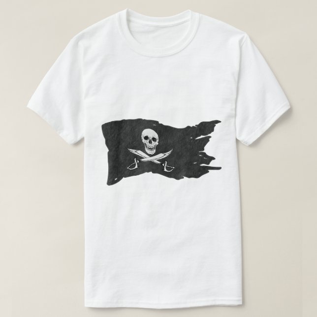 Vintage Pirate Skull Flag Design T-Shirt (Design vorne)