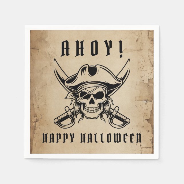 Vintage Pirate Skull Halloween Party  Serviette (Vorderseite)