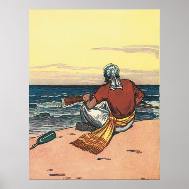 Vintage Piraten auf einer veralteten Insel Poster (Vorne)