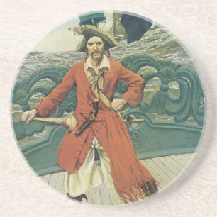 Vintage Piraten, Captain Keitt von Howard Pyle Sandstein Untersetzer