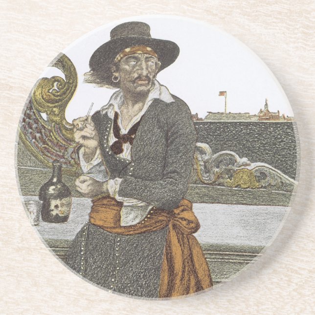 Vintage Piraten, Kidd auf dem Deck der Abenteuerga Untersetzer (Vorne)