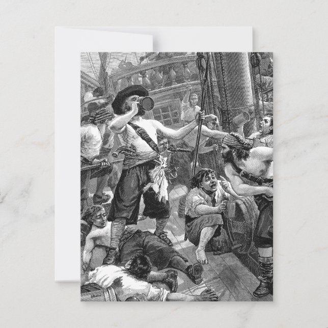 Vintage Piraten, lustiges Party Einladung (Vorderseite)