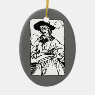 Vintage-Piraten-Skizze eines Kapitäns von Howard P Keramik Ornament