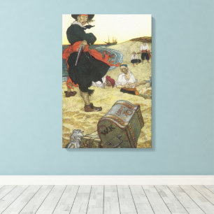 Vintage-Piraten, William Kidd beim Vergraben eines Leinwanddruck
