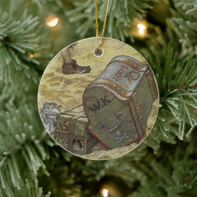 Vintage Piraten, William Kidd Burying Treasure Keramikornament (Baum)