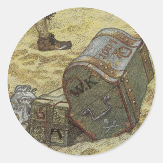 Vintage Piraten, William Kidd Burying Treasure Runder Aufkleber (Vorderseite)