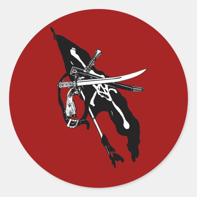Vintage Piratenflagge, Piratenflagge Skull Crossbo Runder Aufkleber (Vorderseite)