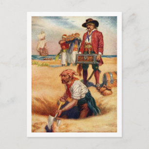 Vintage-Piratenschatz-Postkarte Postkarte