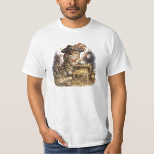 Vintage-Piratkatze mit Schatztruhe T-Shirt