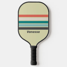 Vintage Pistachio über Streifen mit Namen Pickleball Schläger