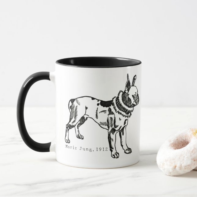 Vintage Pitbull Kunst Personalisierter Becher Tasse (Mit Donut)