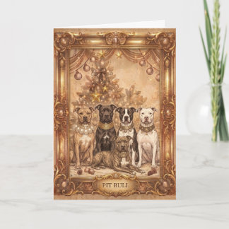 Vintage-Pitbull-Weihnachtsgrußkarte - Elegant Karte
