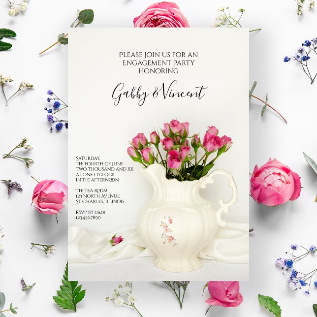 Vintage Pitcher- und Rosenbindungspartei Einladung (Von Creator hochgeladen)