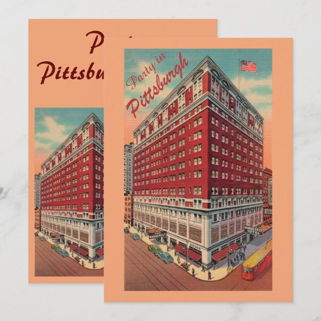 Vintage Pittsburgh Hotel Party Einladung (Vorne/Hinten)